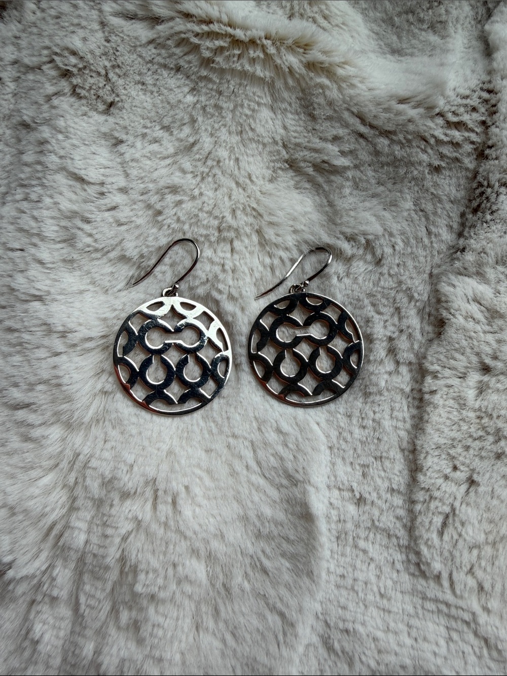 Coach Vintage Y2K Signature C Disc Drop Earrings Sterling Silver